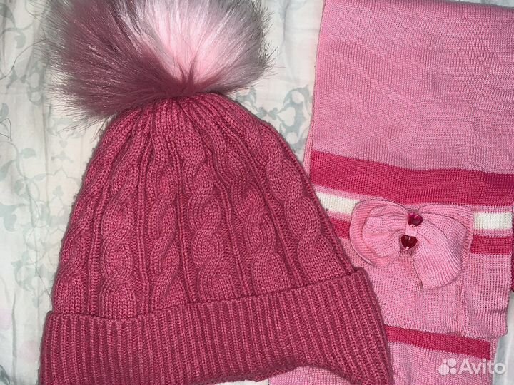 Набор шапка и шарф, варежки 4-6 лет