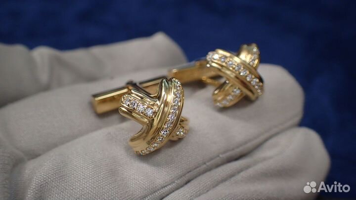 Золотые запонки Tiffany&Co Signature X