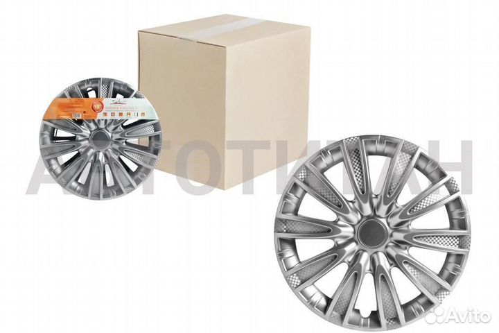 Колпаки колесные 14 Торнадо, серебристый, карбон