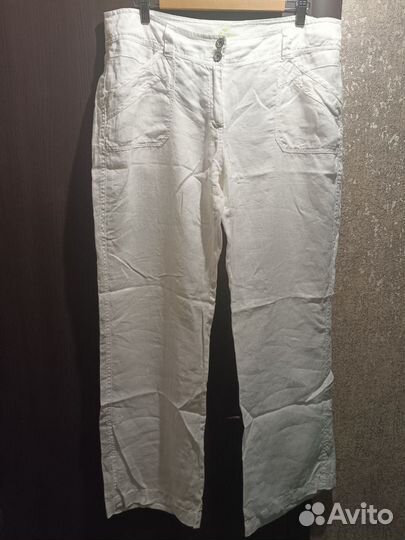 Брюки белые лен