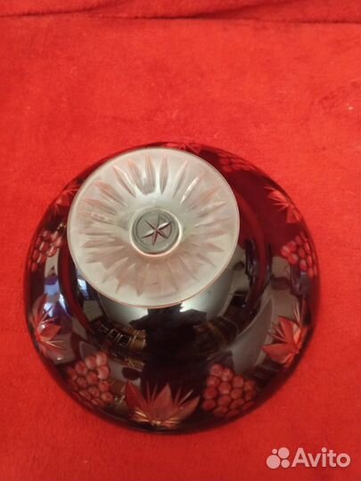 Ваза для фруктов на ножке цветное стекло СССР