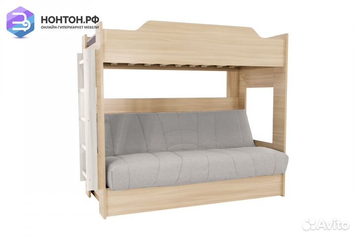 Двухъярусная кровать с диван-кроватью жаккард свет