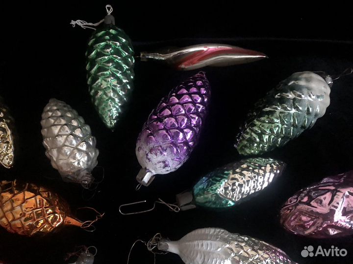 Игрушки елочные СССР дирижабль чайник шишки