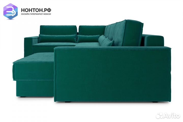 Диван п-образный тик-так Сохо изумрудный