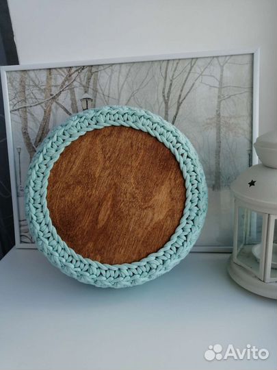 Вязаная корзина из шнура