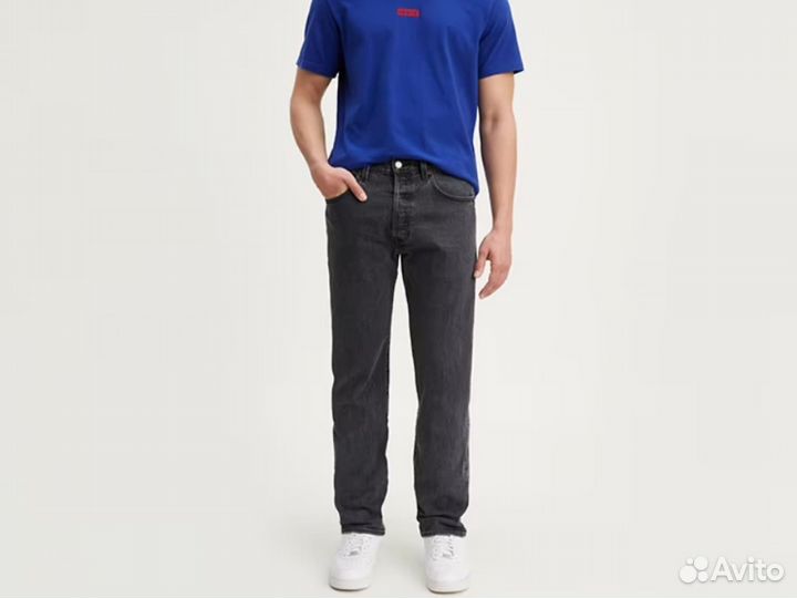 Джинсы Левис 501 93 премиум стрейч W36 L32 черные