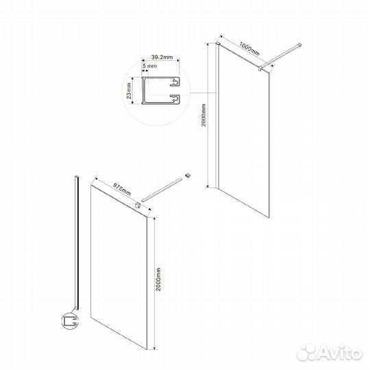 Душ. Стенка Vincea 100x200 Хром vsw-1h100cg