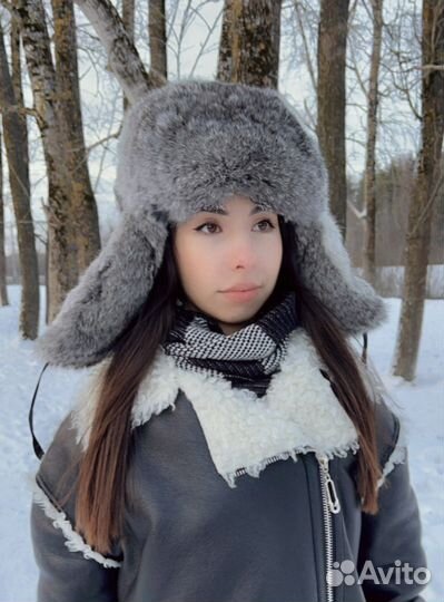 Шапка ушанка из кролика