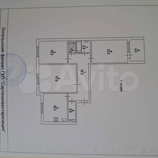 3-к. квартира, 65,5 м², 1/5 эт.
