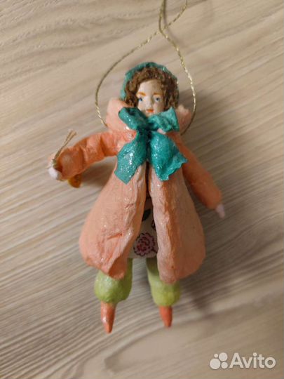 Елочная игрушка из ваты ручной работы