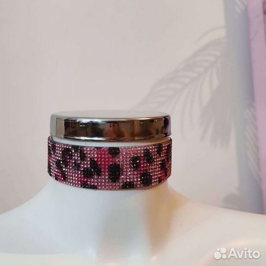 Чокер стразовый розовый леопард