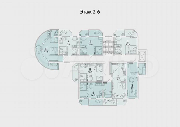 Апартаменты-студия, 27 м², 3/6 эт.