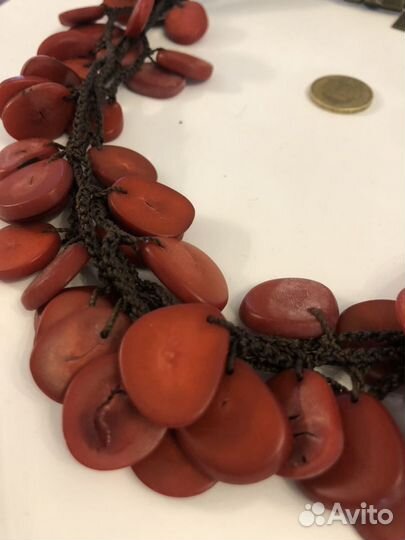 Украшения на шею природные материалы + браслет