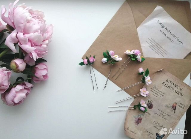 Яблоневый цвет,шпильки для волос,цветы в волосы,6ш