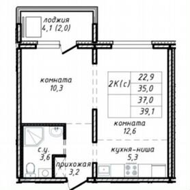 2-к. квартира, 37 м², 14/17 эт.