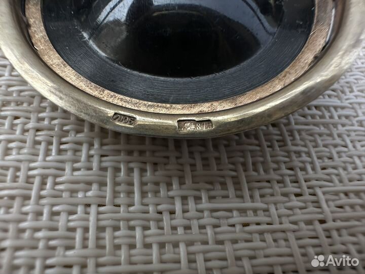 Брошь серебро 875 проба голова позолота патина