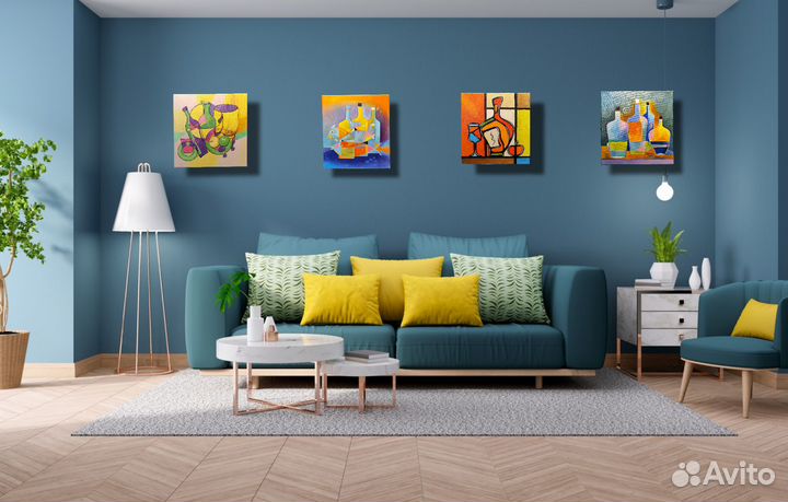 Натюрморт Wine Bottles Art в стиле Кубизма Пикассо