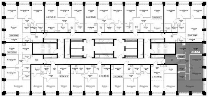 3-к. квартира, 85,5 м², 27/55 эт.