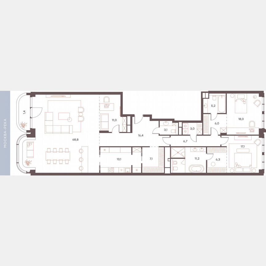 3-к. апартаменты, 194,4 м², 5/6 эт.