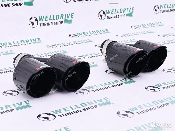 Насадки на выхлоп Akrapovic 2+2 102мм карбон черны