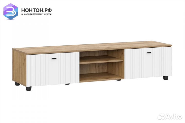 Тв-тумба с нишей Милан дуб золотой / белый матовый