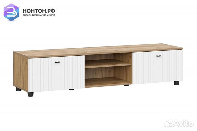 Тв-тумба с нишей Милан дуб золотой / белый матовый