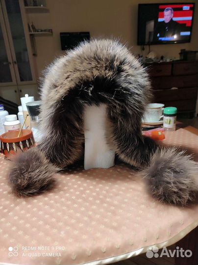 Женская зимняя шапка-ушанка (кожа-лиса)