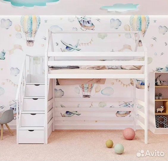Кровать чердак домик 180х90