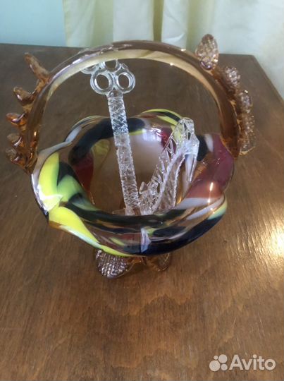 Конфетница цветное стекло СССР