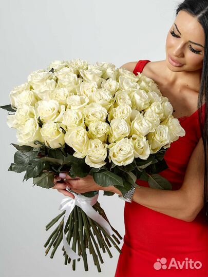 Букет из 51 Эквадорской розы 60 см. Доставка