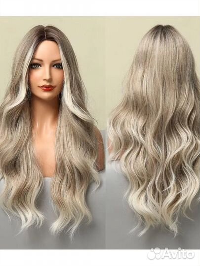 Парик женский длинный блонд пепельный