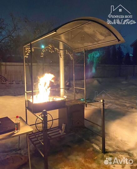 Мангал с печью под казан