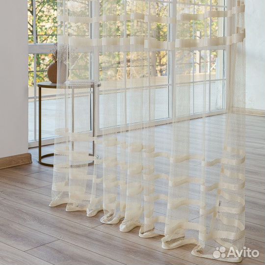 Крупная сетка тюль Фрида Айвори
