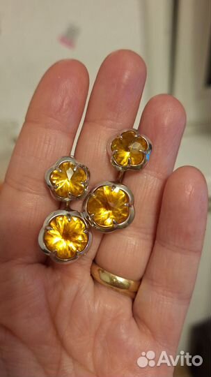 Серьги 925 проба с цитрином новые