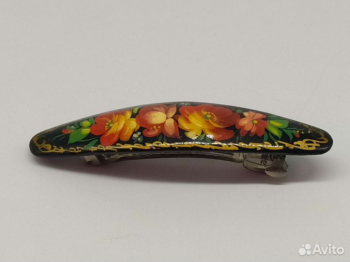 Заколка автомат в стиле Жостово