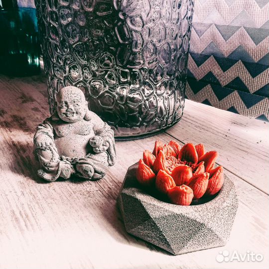 Бетонные фигуры, подставки, Будда, ракушки