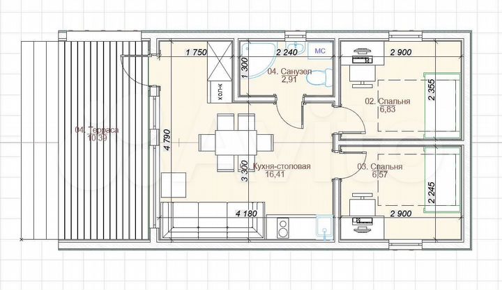 Дом 52 м² на участке 6 сот.