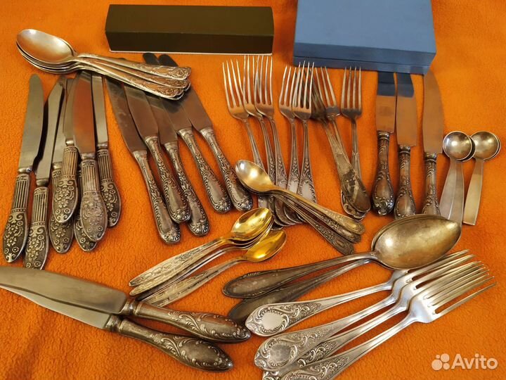 Мельхиор СССР - столовые чайные ложки вилки ножи