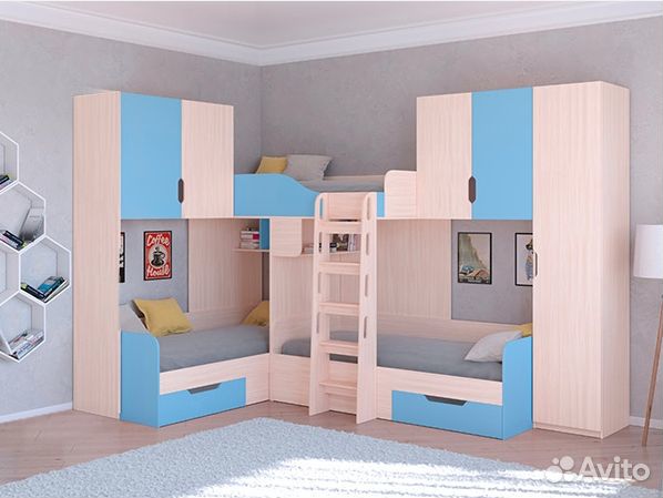 Кровать со шкафом/П и антресолями Дуб Молочный/Оре