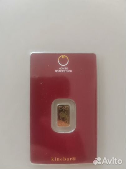 Золотой слиток 999. 9 пробы 1 гр