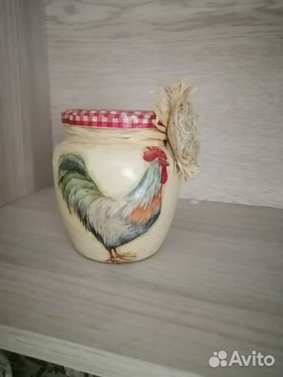 Баночка для украшения кухни. Супруги Ваня и Маня