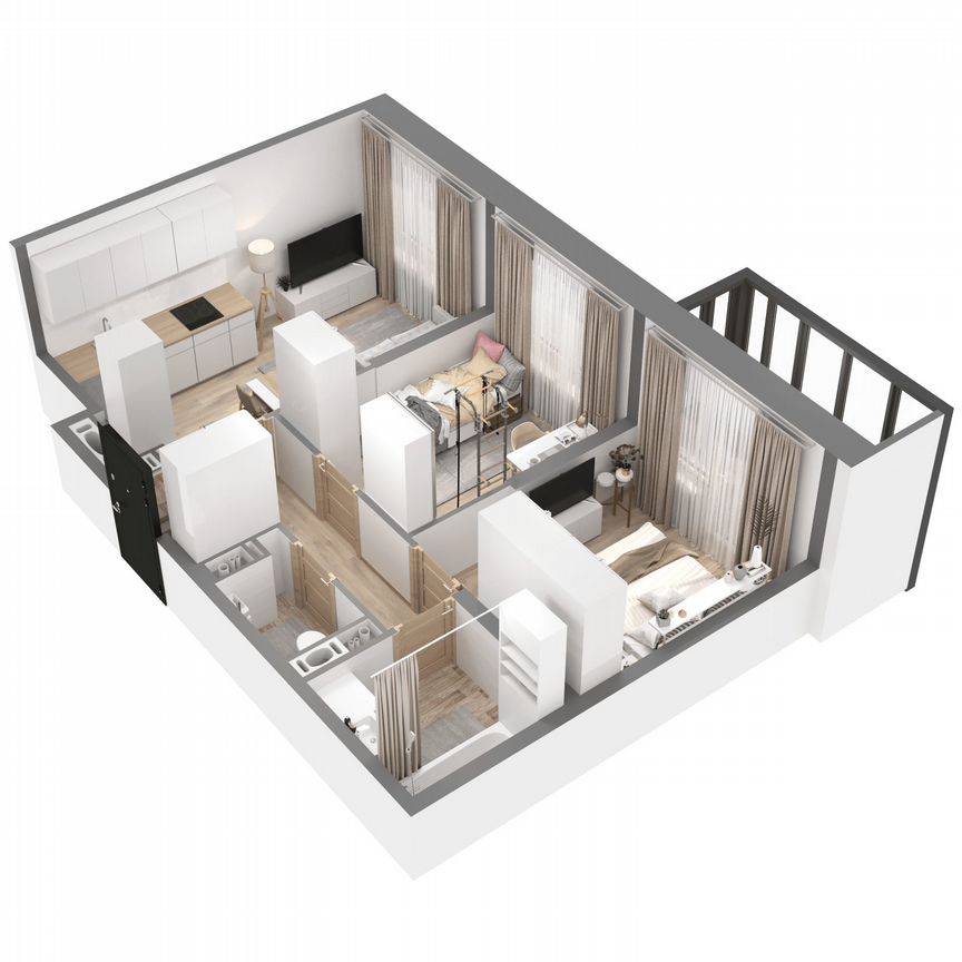 2-к. квартира, 50,4 м², 6/23 эт.