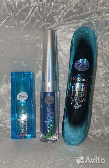 Набор 7days: синяя тушь, помада, подводка, маска