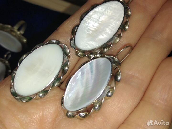 Украшения комплекты перламутр лазурит серебро