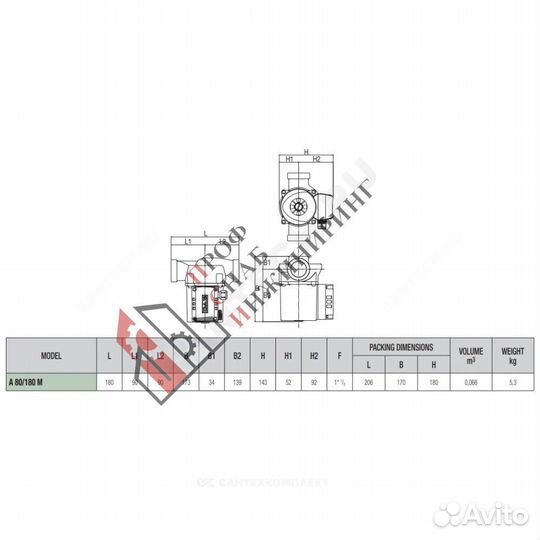 Насос A 80/180 M PN10 1х230В/50Гц DAB 505807001