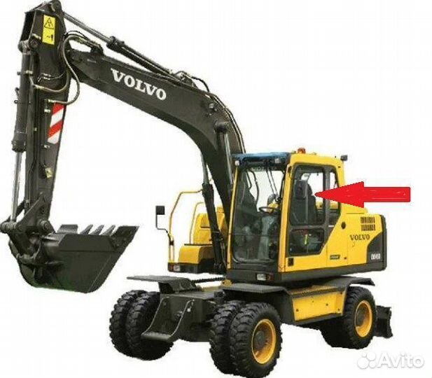 Стекло двери верхнее на экскаватор Volvo EW