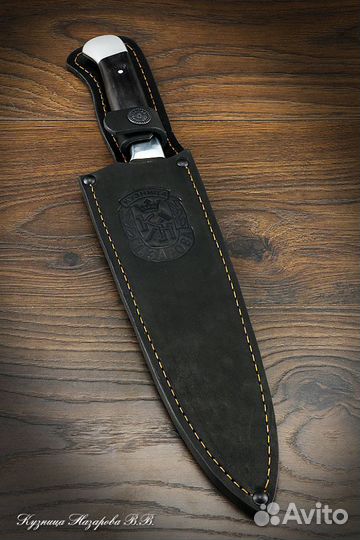 Поварской нож-Повар №1 булат черный граб дюраль