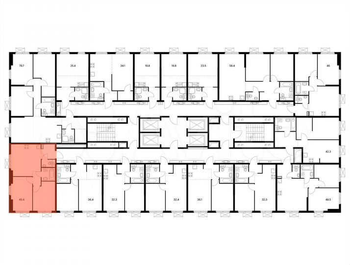 2-к. квартира, 49,4 м², 3/25 эт.