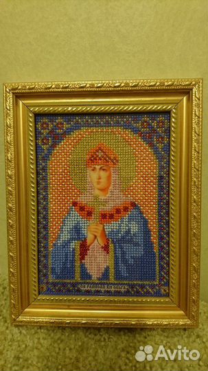 Икона, вышитая бисером. 
