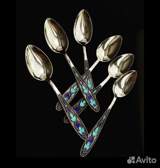 Ложка серебряная с эмалью и позолотой СССР